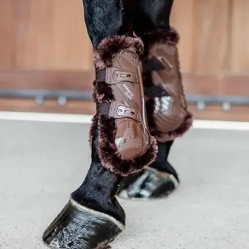 Guêtres Ouvertes*Kentucky Horsewear - Guêtres ouvertes mouton vegan Bamboo Elastique x2 Marron