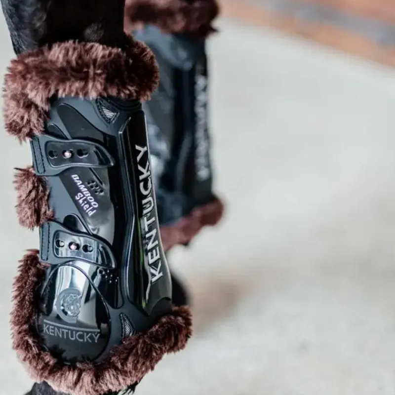 Guêtres Ouvertes*Kentucky Horsewear - Guêtres ouvertes mouton marron vegan Bamboo Elastique x2 Noir