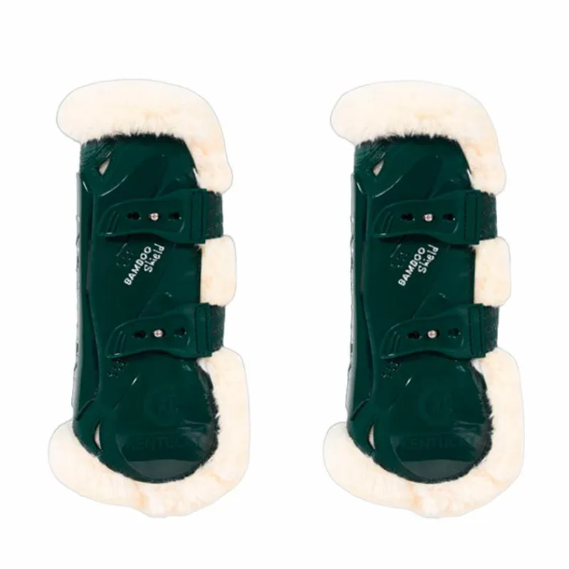 Guêtres Ouvertes*Kentucky Horsewear - Guêtres oues mouton vegan Bamboo Elastic foncé x2 Vert