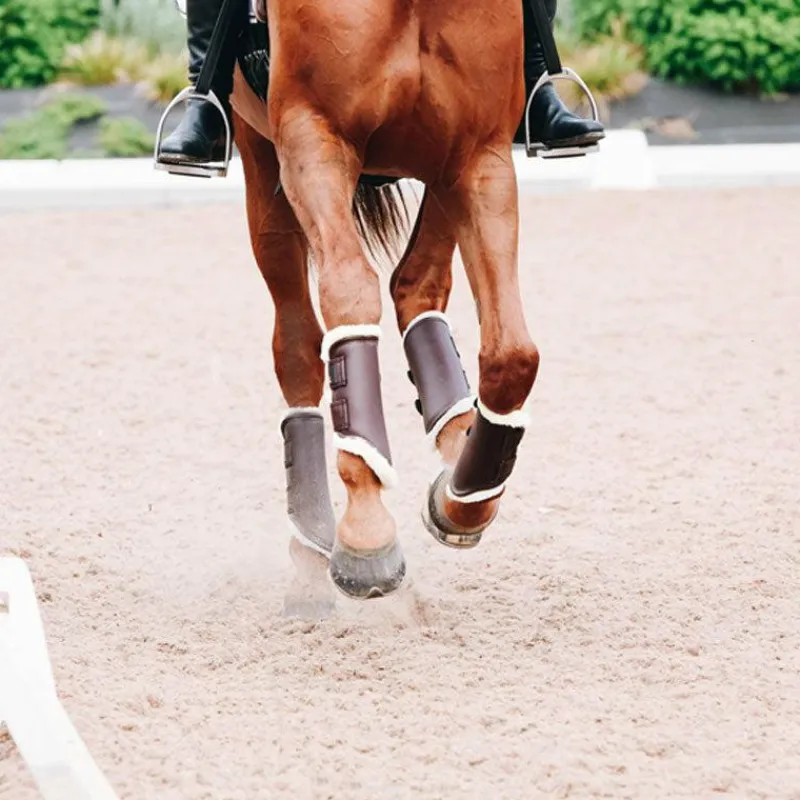 Online - Guêtres cheval Turn Out cuir antérieurs x2 Guêtres Fermées