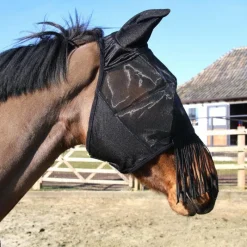 Collection "Minis" Kentucky|Masques Anti-Mouches Poneys*Kentucky Horsewear - Masque anti-mouches Classic avec oreilles et franges Noir