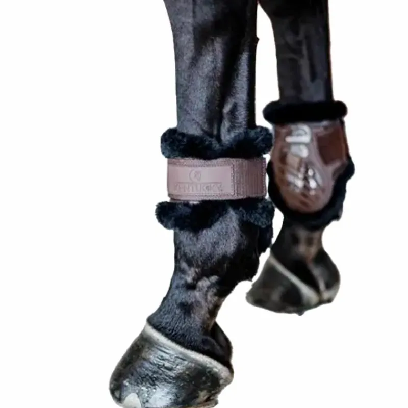 Collection "Minis" Kentucky|Protège-Boulets*Kentucky Horsewear - Protège-boulets jeunes chevaux mouton vegan mouton noir Marron