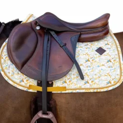 Clearance - Tapis de selle Velvet Printing spring leaves whispers marron/ blanc Collection "Minis" Kentucky|Tapis De Selle Poneys