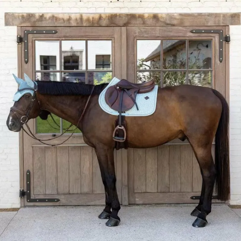 Sale - Tapis de selle Velvet Printing flags light blue Collection "Minis" Kentucky|Tapis De Selle Poneys