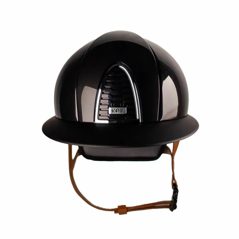Casques D'Équitation À Visière Polo|Casques D'Équitation*KEP - Casque Cromo 2.0 shine black polo jugulaire beige Noir