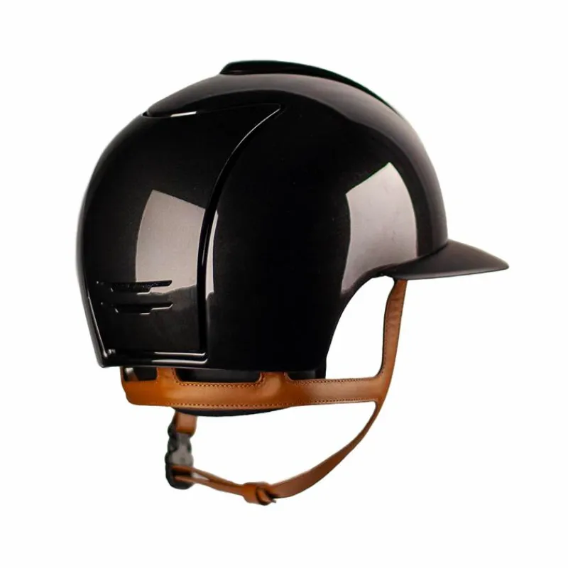Casques D'Équitation À Visière Polo|Casques D'Équitation*KEP - Casque Cromo 2.0 shine black polo jugulaire beige Noir