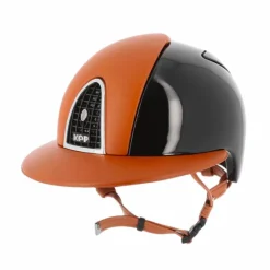 New - Casque personnalisé Cromo Polish Black Leather Cognac Visière Polo Casques D'Équitation À Visière Polo|Casques D'Équitation