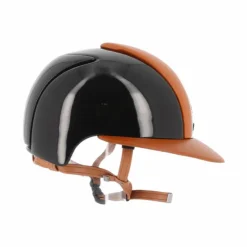 New - Casque personnalisé Cromo Polish Black Leather Cognac Visière Polo Casques D'Équitation À Visière Polo|Casques D'Équitation