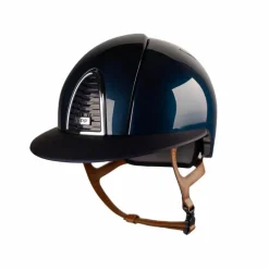 Best - Casque équitation Cromo 2.0 Shine blue polo jugulaire beige Casques D'Équitation À Visière Polo|Casques D'Équitation