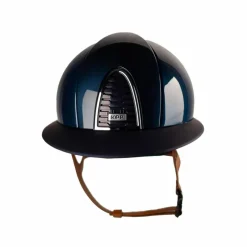 Best - Casque équitation Cromo 2.0 Shine blue polo jugulaire beige Casques D'Équitation À Visière Polo|Casques D'Équitation