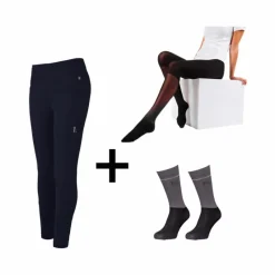 Sale - Pack Legging d'équitation femme KLKatja W E-Tec F-Grip + Collant thermique femme Smart Layer noir + Chaussettes d'équitation KLVidalia Show pack (x3) Leggings D'Équitation