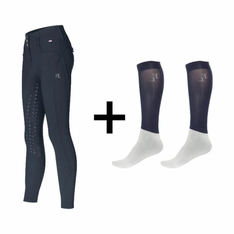 Pantalons D'Équitation*Kingsland - Pack Pantalon d'équitation femme KLKimi + Chaussettes d'équitation Classic Show Marine