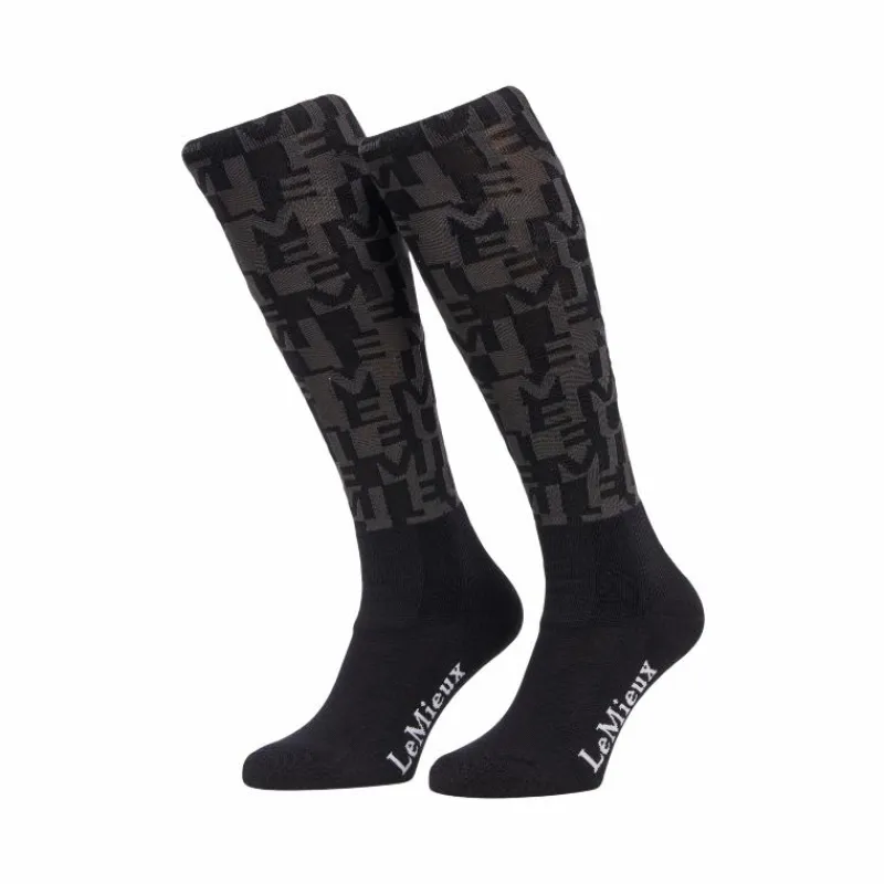 Chaussettes D'Équitation*LeMieux - Chaussettes d'équitation Footsie logo AOP marine Noir