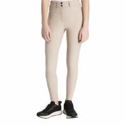 Sale - Pantalon d’équitation fille grip aux genoux Young Rider Izzy Almond Enfant Pantalons D'Équitation