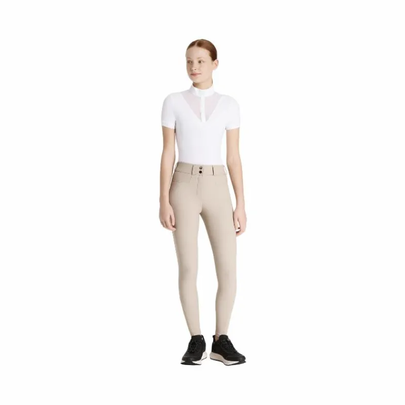 Sale - Pantalon d’équitation fille grip aux genoux Young Rider Izzy Almond Enfant Pantalons D'Équitation