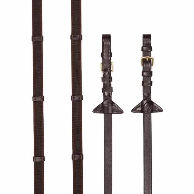 Rênes Et Arrêtoirs De Rênes Poneys|Rênes Et Arrêtoirs De Rênes*LeMieux - Rênes en caoutchouc grip Continental havane/ laiton Marron
