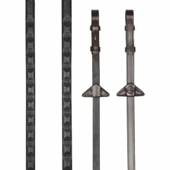 Hot - Rênes Magna Grip havane/ argent Rênes Et Arrêtoirs De Rênes Poneys|Rênes Et Arrêtoirs De Rênes