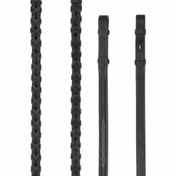 Rênes Et Arrêtoirs De Rênes Poneys|Rênes Et Arrêtoirs De Rênes*LeMieux - Rênes tressées Hunter / argent Noir