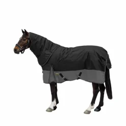 Hot - Couverture d'extérieur Turnout Plus noir/ gris 300g Couvertures Poneys|Couvertures Et Chemises