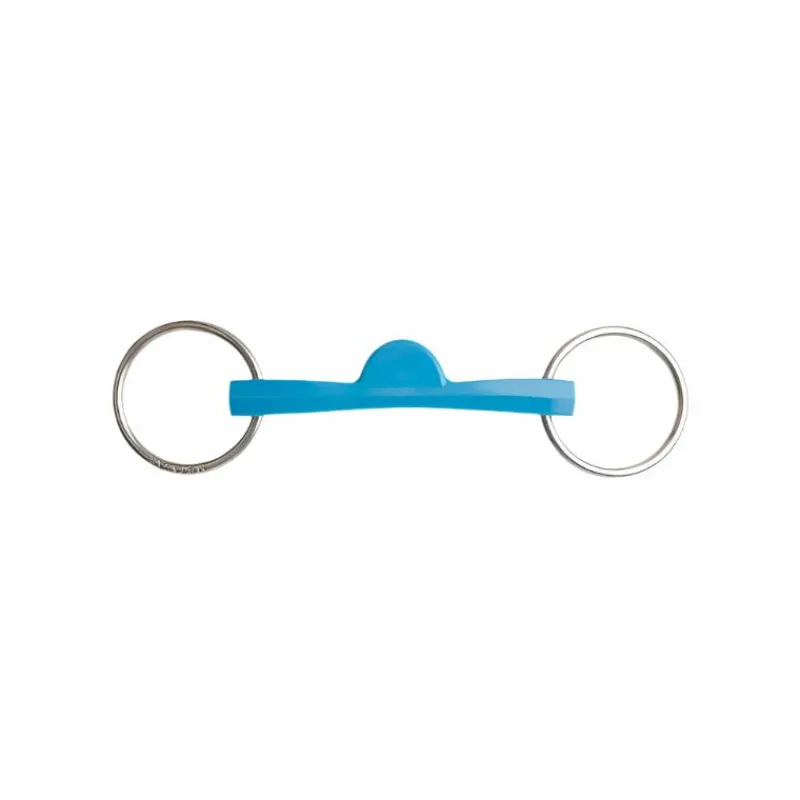 Sale - Mors Flexi droit demi-lune deux anneaux bleu Mors Deux Anneaux