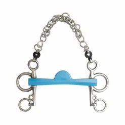 Online - Mors pelham Flexi droit demi-lune branches courtes bleu Mors Pelham