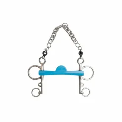 New - Mors Pelham Flexi droit demi-lune branches longues bleu Mors Pelham