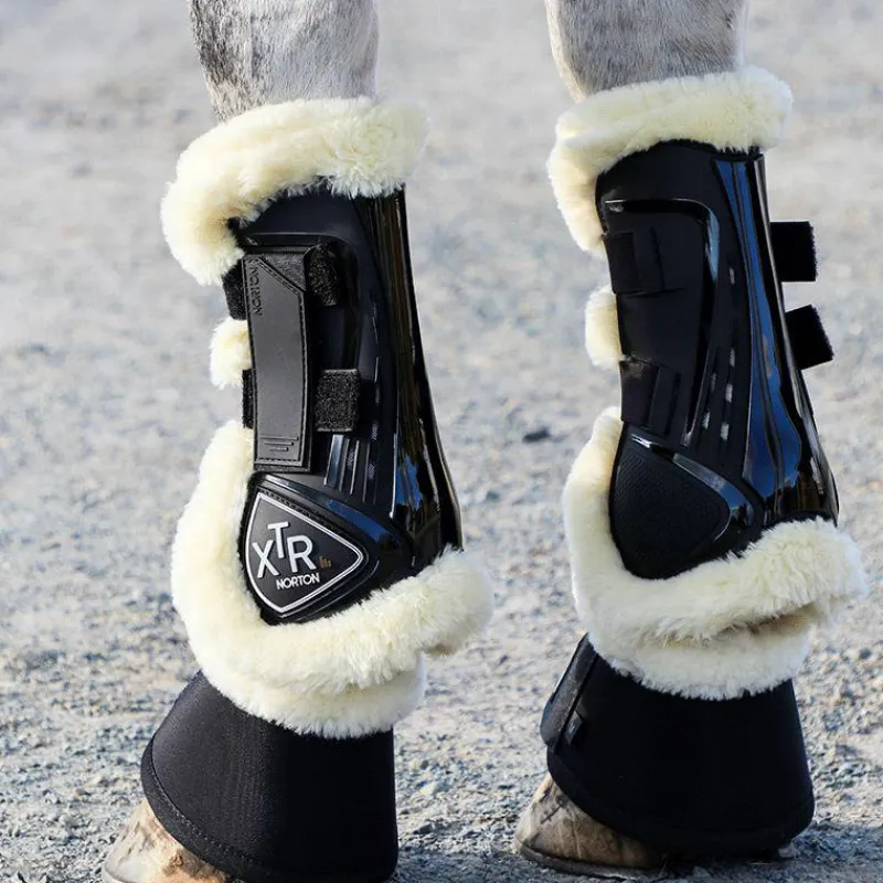 Outlet - Guêtres cheval XTR mouton noir x2 Cso|Guêtres Ouvertes Poneys