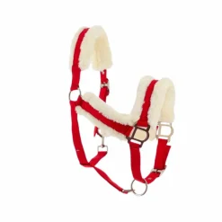 Licols Poneys|Licols Avec Mouton*Norton - Licol Confort rouge/bouclerie argenté