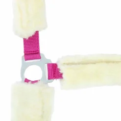 New - Licol full mouton synthétique fuchsia/ ecru Licols Poneys|Licols Avec Mouton