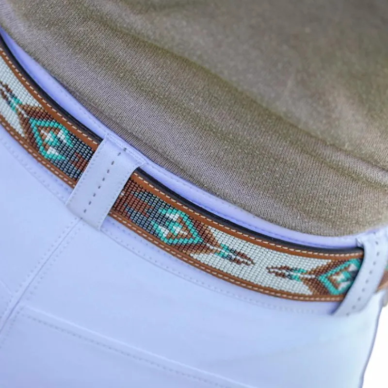 Ceintures*Pénélope - Ceinture Pearl Cognac/ Turquoise