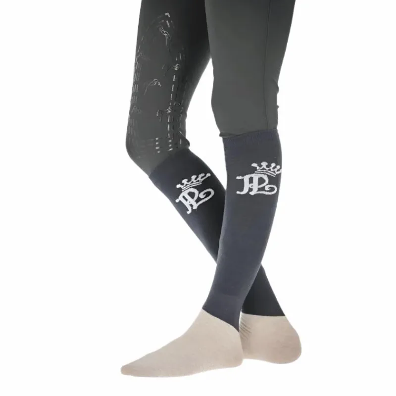 - Chaussettes d’équitation concours gris/crème (x2) Chaussettes D'Équitation