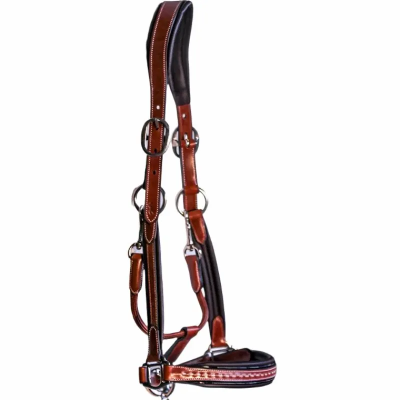 Élevage|Licols En Cuir*Pénélope - Licol cheval cuir Point Sellier noisette Marron