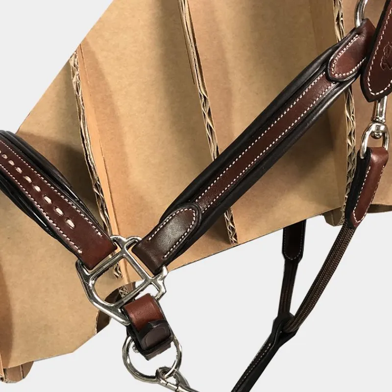 Élevage|Licols En Cuir*Pénélope - Licol cheval cuir Point Sellier noisette Marron