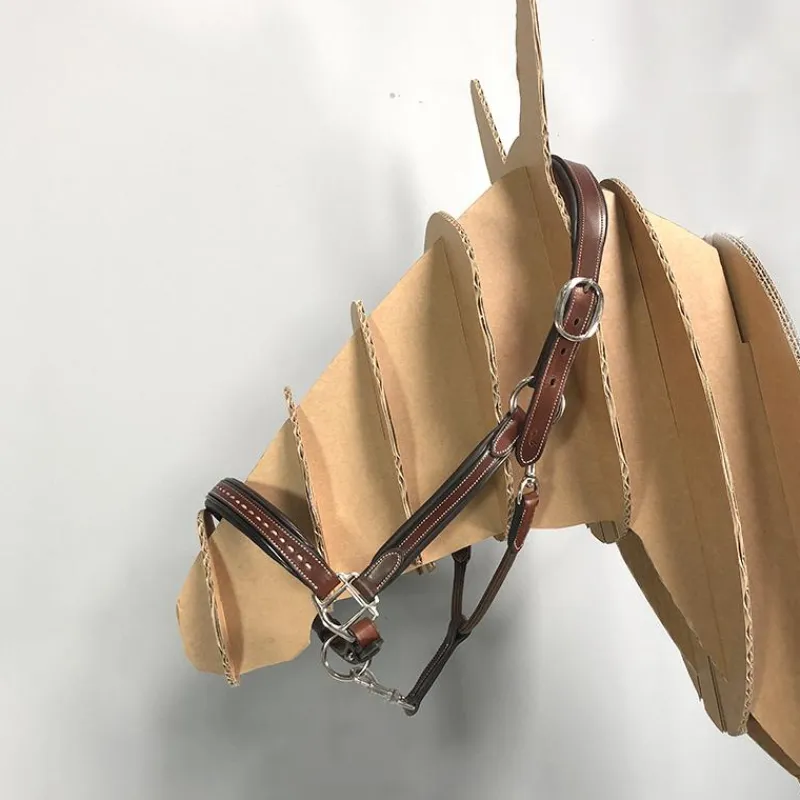 Élevage|Licols En Cuir*Pénélope - Licol cheval cuir Point Sellier noisette Marron