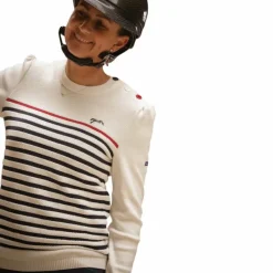 Outlet - Pull manches longues femme Maelle écru / marine / rouge Pulls Et Gilets