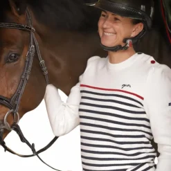 Outlet - Pull manches longues femme Maelle écru / marine / rouge Pulls Et Gilets