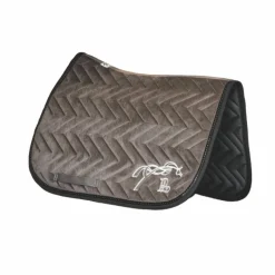 New - Tapis de selle velours Taupe/ noir Tapis De Selle|Tapis Cso/ Mixtes