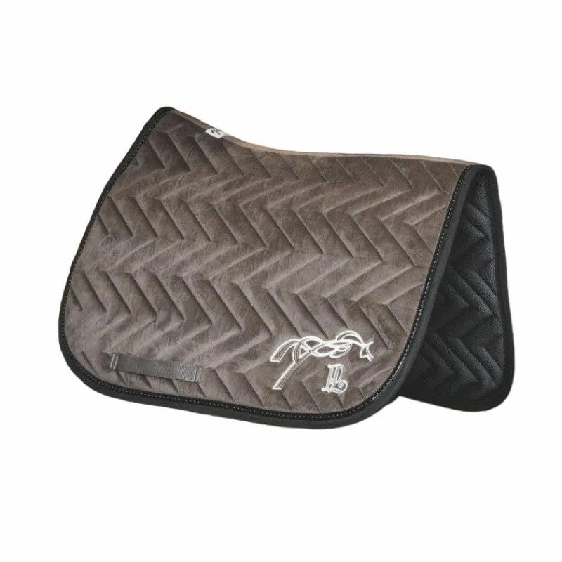 New - Tapis de selle velours Taupe/ noir Tapis De Selle|Tapis Cso/ Mixtes