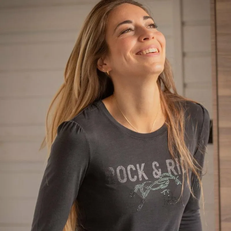 Hot - T-shirt manches longues femme Lovely anthracite T-Shirts Et Baselayers