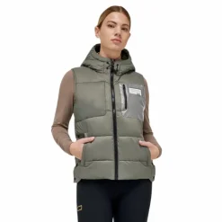 Online - Doudoune sans manches femme Hooded Puffer kaki Blousons Et Manteaux