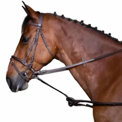 Rênes Fixes*Riding World - Enrênement caoutchouc havane