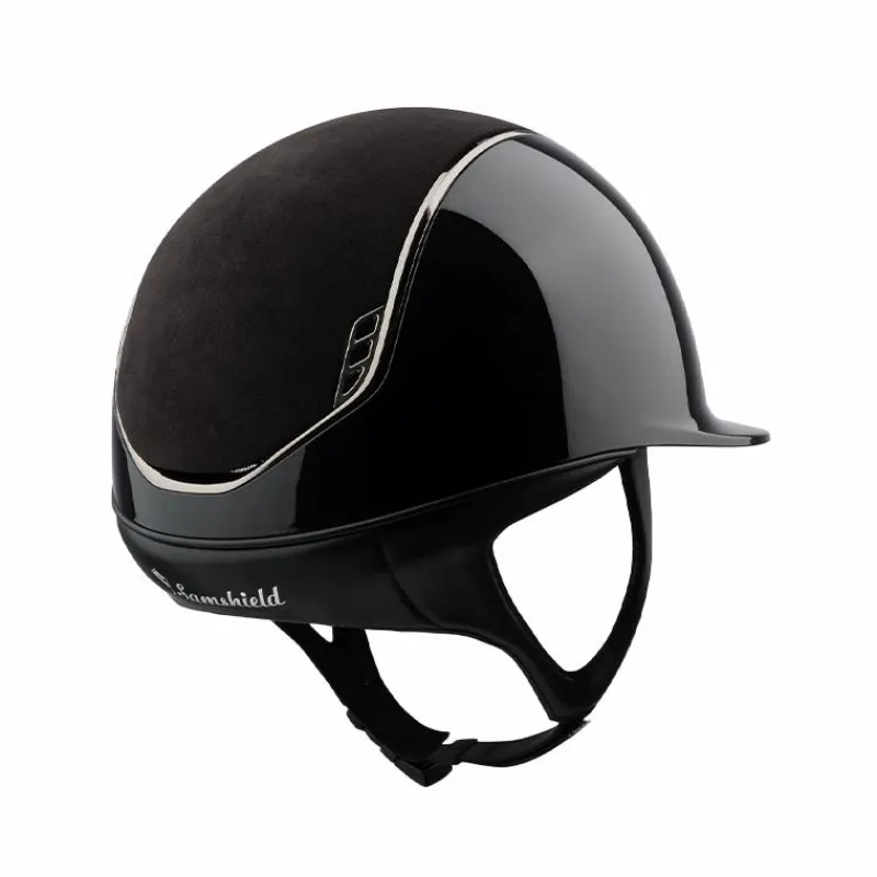 Casques D'Équitation À Visière Standard|Casques D'Équitation*Samshield - Casque Shadow Glossy 2.0 Alcantara blason Crystal fabric metal eclipse Noir