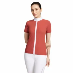 Sale - Chemise manches courtes femme Julia Intarsia marsala Polos Et Chemises