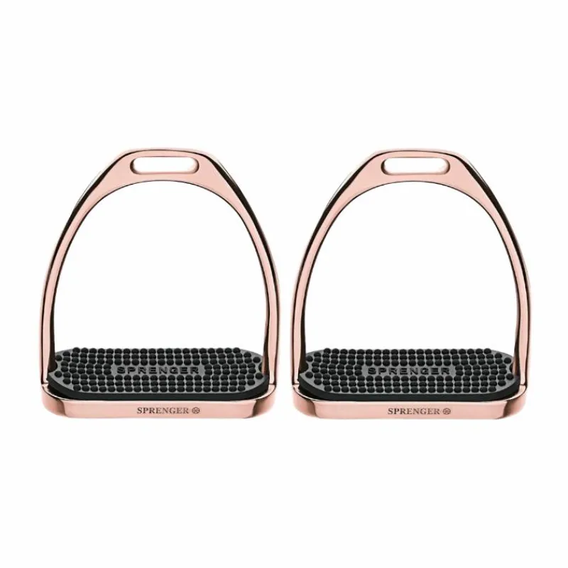 Étriers Classiques*Sprenger - Etriers semelles caoutchouc or rose
