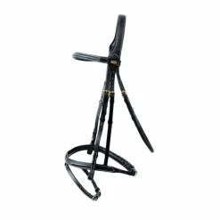 Cso|Bridons Poneys*TdeT - Bridon et rênes Kessel têtière triple muserolle combinée noir
