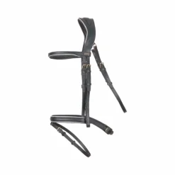 Bridons Poneys|Bridons*TdeT - Bridon et rênes têtière anatomique Velazquez noir/blanc