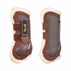 Cso|Guêtres Ouvertes*TdeT - Guêtres ouvertes Design avec doublure mouton marron x2