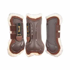 Cso|Guêtres Ouvertes*TdeT - Guêtres ouvertes Design avec doublure mouton marron x2