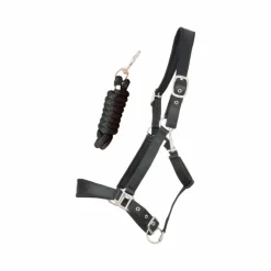 Discount - Licol Satiné Doublé longe ronde assortie noir Licols Poneys|Ensembles Licols Et Longes