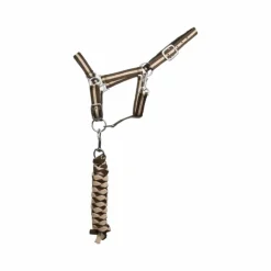 Licols Poneys|Ensembles Licols Et Longes*TdeT - Licol synthétique doublé + longe tressée foncé/ beige Marron